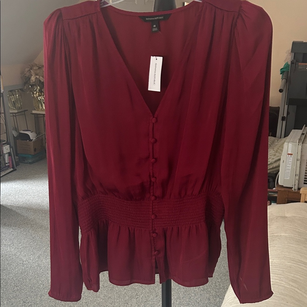 Banana Republic Deep Red Blouse. New with tag